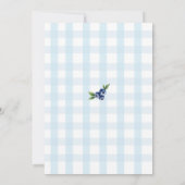 Invitation Douce Gingham Bleu Fête de Naissance de Garçon au (Dos)