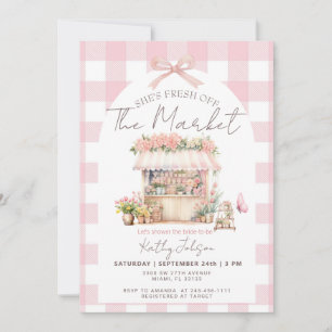 Invitation Douce Gingham Fraîche du Marché Baby Shower de Mar