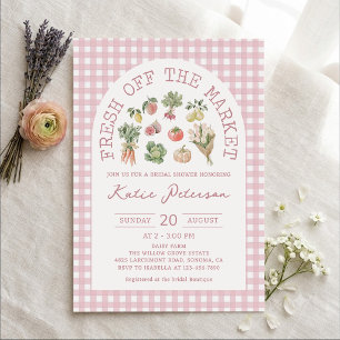 Invitation Douce Gingham Fraîchement sortie du marché Baby Sh