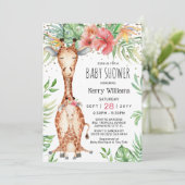 Invitation Douce girafe & Fille de verdure tropicale Shower b (Debout devant)