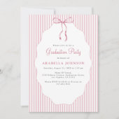 Invitation Douce graduation rose à rayures fines (Devant)