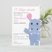 Invitation Douce Hippopotame Fête de Bébé Hippo-dorable (Debout devant)