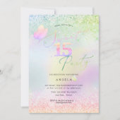 Invitation Douce Holographique 15 Diamant Rose Scintille (Devant)