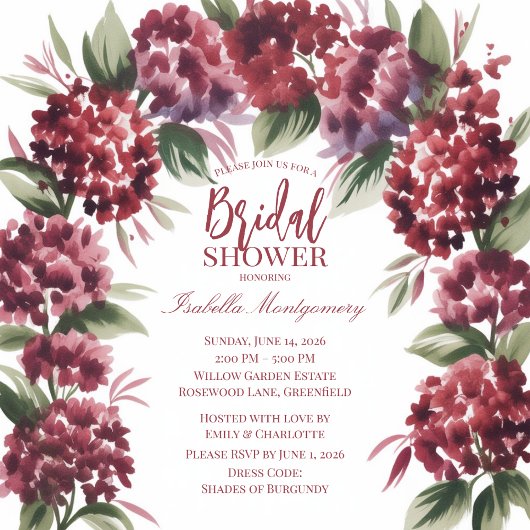Invitation Douce Hydrangea Bourguignonne Arche Aquarelle