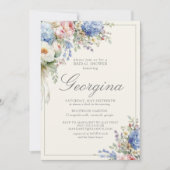 Invitation Douce Hydrangea Rose Florale Mariage Fête Prénupti (Devant)