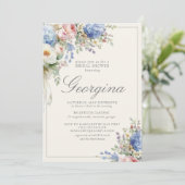 Invitation Douce Hydrangea Rose Florale Mariage Fête Prénupti (Debout devant)