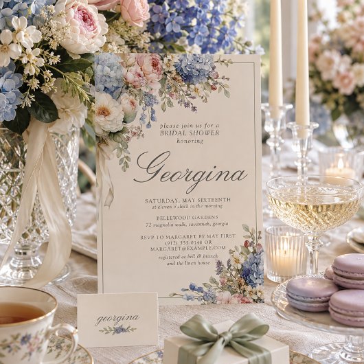 Invitation Douce Hydrangea Rose Florale Mariage Fête Prénupti