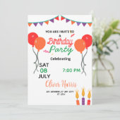 Invitation Douce Illustarion d'anniversaire (Debout devant)