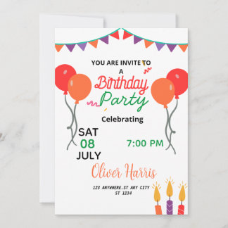 Invitation Douce Illustarion d'anniversaire