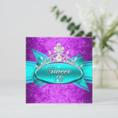 Invitation Douce Image de seize ans avec des diamants bleus s (Debout devant)