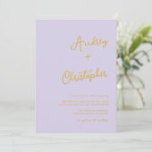 Invitation Douce Lavande Calligraphie Moderne Mariage Minimal (Debout devant)