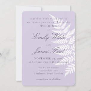Invitation Douce Lavande Fougère Blanche 5x7 Mariage Botaniqu