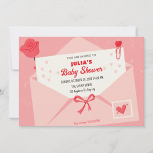 Invitation Douce lettre rose adorable baby shower