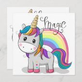 Invitation Douce licorne avec de grands yeux (Devant / Derrière)