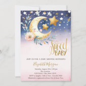 Invitation Douce Lune Fleur Bébé Shower (Devant)