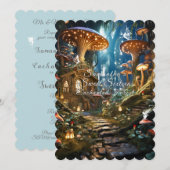 Invitation Douce Maisonnette de Fées de la Forêt Enchantée de (Devant / Derrière)