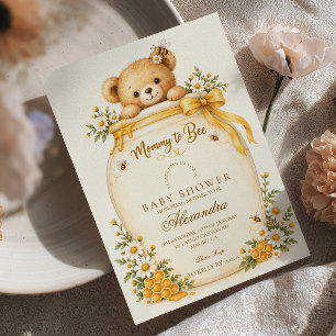 Invitation Douce Maman Ourse à la Fête de Bébé