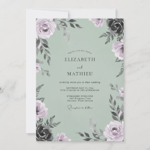 Invitation Douce Mariage à la Feuille de Menthe Améthyste