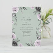 Invitation Douce Mariage à la Feuille de Menthe Améthyste (Debout devant)