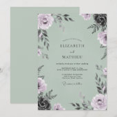 Invitation Douce Mariage à la Feuille de Menthe Améthyste (Devant / Derrière)