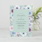Invitation Douce Mariage Anémone Améthyste Seafoam (Debout devant)