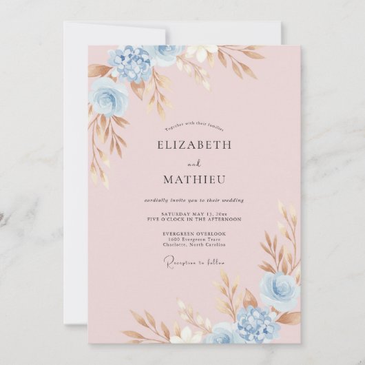Invitation Douce Mariage au Periwinkle Ranunculus Eucalyptus (Devant)