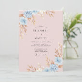 Invitation Douce Mariage au Periwinkle Ranunculus Eucalyptus (Debout devant)