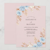 Invitation Douce Mariage au Periwinkle Ranunculus Eucalyptus (Devant / Derrière)