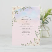 Invitation Douce Mariage aux Feuilles de Lilas (Debout devant)