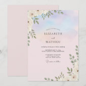 Invitation Douce Mariage aux Feuilles de Lilas (Devant / Derrière)