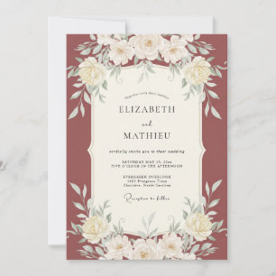 Invitation Douce Mariage aux Feuilles de Terracotta