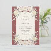 Invitation Douce Mariage aux Feuilles de Terracotta (Debout devant)