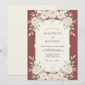 Invitation Douce Mariage aux Feuilles de Terracotta (Devant / Derrière)
