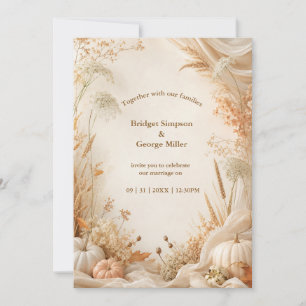 Invitation Douce Mariage Champêtre Automnal minimaliste cotta