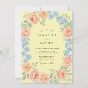Invitation Douce Mariage de Printemps Jaune Clair