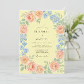 Invitation Douce Mariage de Printemps Jaune Clair (Debout devant)