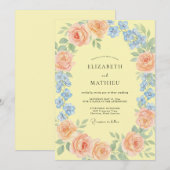 Invitation Douce Mariage de Printemps Jaune Clair (Devant / Derrière)