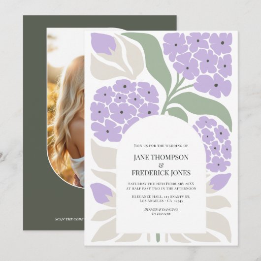 Invitation Douce Mariage de Printemps Moderne Floral Abstrait (Devant / Derrière)