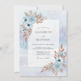 Invitation Douce Mariage Feuilles de Cuivre sur Ardoise