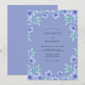 Invitation Douce Mariage Feuillu de Periwinkle Menthe (Devant / Derrière)