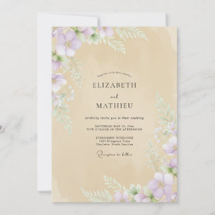 Invitation Douce Mariage Fleur de Champagne Violette Sauvage