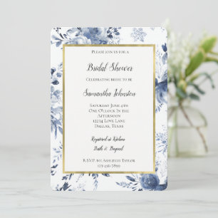 Invitation Douce Mariage Fleurie Bleu Blanc