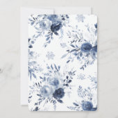 Invitation Douce Mariage Fleurie Bleu Blanc (Dos)