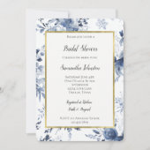 Invitation Douce Mariage Fleurie Bleu Blanc (Devant)