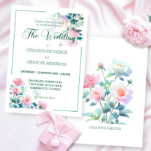 Douce Mariage Floral Rose Pâle Aquarelle