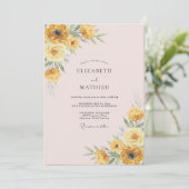 Invitation Douce Mariage Jaune Renoncule Eucalyptus (Debout devant)