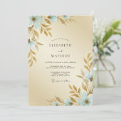 Invitation Douce Mariage Peint Aqua Champagne (Debout devant)