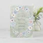 Invitation Douce Mariage Pervenche Champagne Peint (Debout devant)