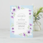 Invitation Douce Mariage Pétale de Pervenche Lavande (Debout devant)
