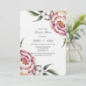 Invitation Douce Mariage Rose et Coton (Debout devant)